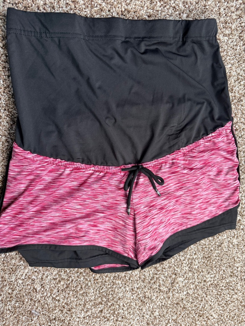 Women’s Athletic Shorts – Black & Pink Performance Skort-Style Shorts